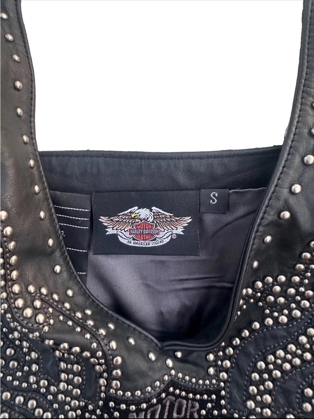 Harley-Davidson Black Studded Leather Halter Top - Picture 3 of 5